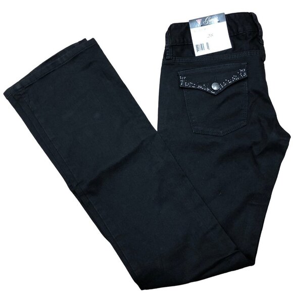 GUESS MEDIUM RISE‎ SKINNY BLACK BOOT CUT JEANS 28 NEW WITH TAG - Picture 1 of 7